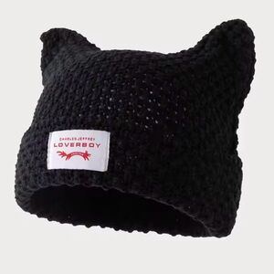 Charles Jeffrey Lover Boy Adult Unisex Black Knit Beanie Hat
